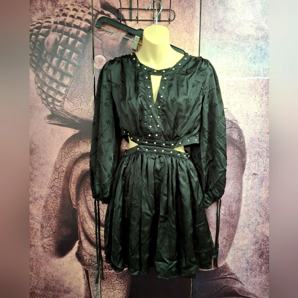 Blue B. Collection Black long Sleeve dress with side Cutout Design. Size S